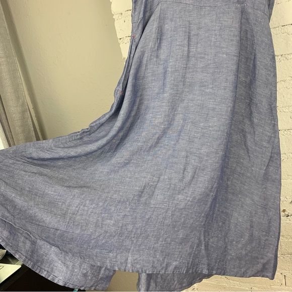 Joules Abby Blue Linen Midi Button Up Sleeveless Sundress 12 - Picture 9 of 9
